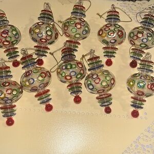 Rare 10 Vintage hand blown art ornaments